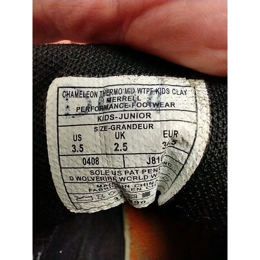 Merrell Chameleon Thermo Mid Waterproof Hiking Boot Kids 3.5 Leather Continuum‎